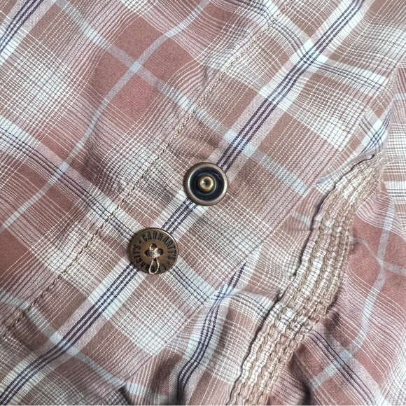 Carhartt Rugged Flex Nutmeg Plaid Relaxed Short Sleeve Snap Western Shirt - Sz L - Picture 16 of 16